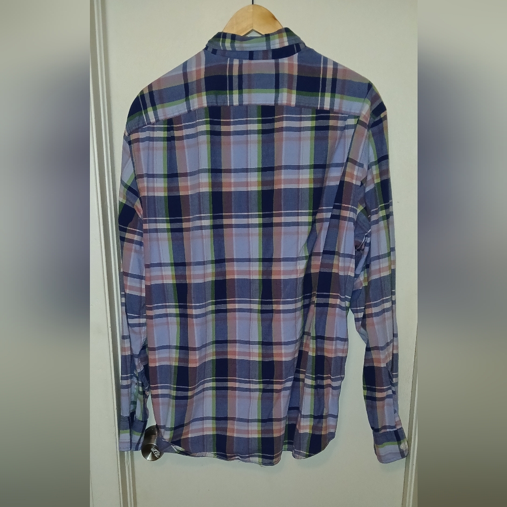 J Crew Men's Summer Plaid Long Sleeve Shirt Size XL - Picture 2 of 5